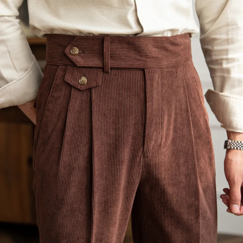 Langford Corduroy Pleated Trousers