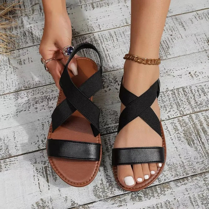 Aliana Black Strap Sandals