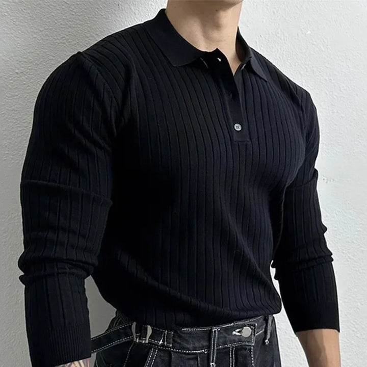 Ronni Vinci - Knit Polo Long Sleeve Shirt