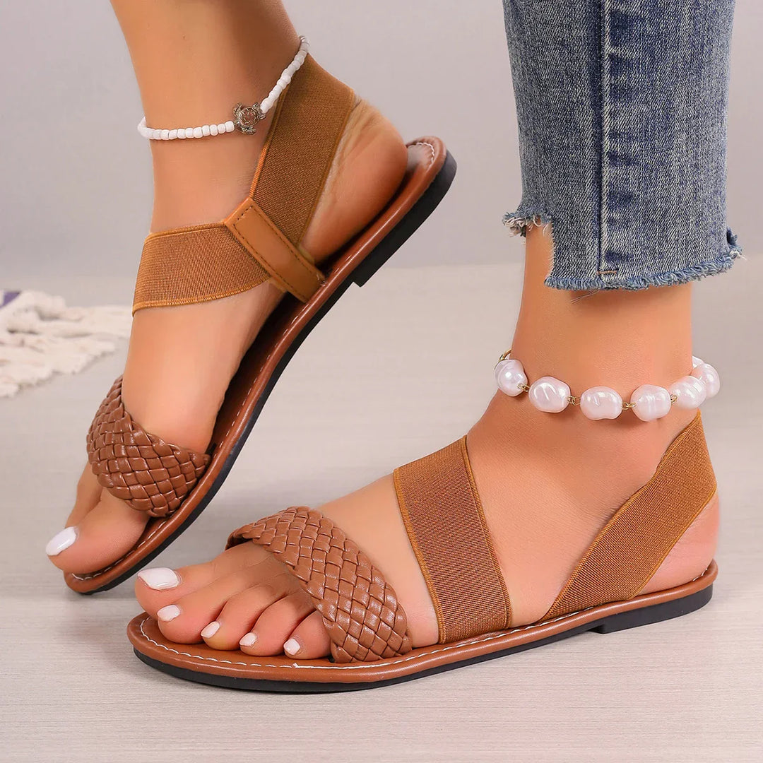 Haysun Brown Woven Sandals
